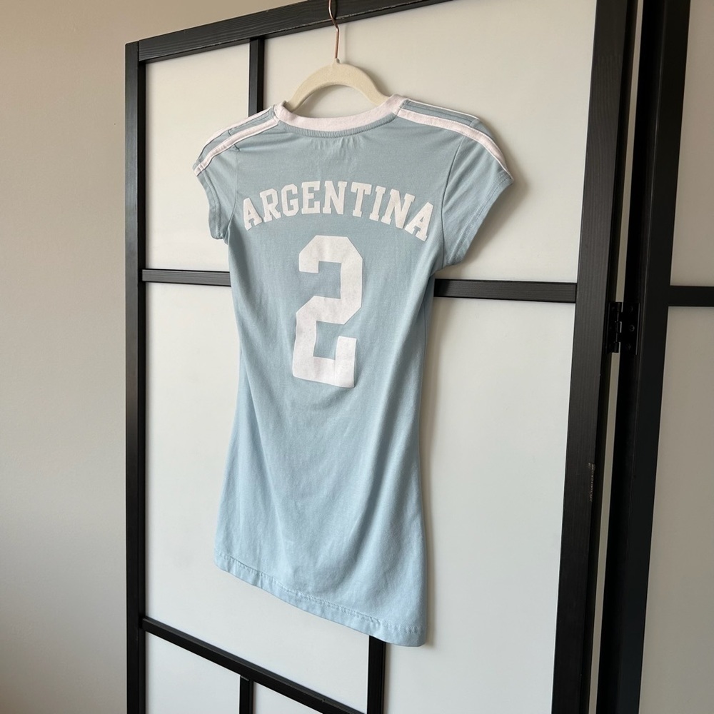 [S] Streetwear Society Argentina Soccer Logo Baby Blue Fitted Short Sleeve Tee - Picture 7 of 8